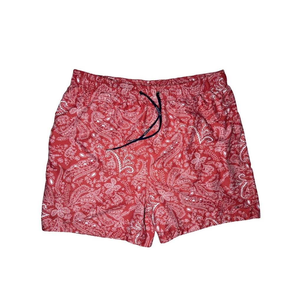 Tommy Hilfiger Swim Trunks Men XL Red Paisley Mesh Lined